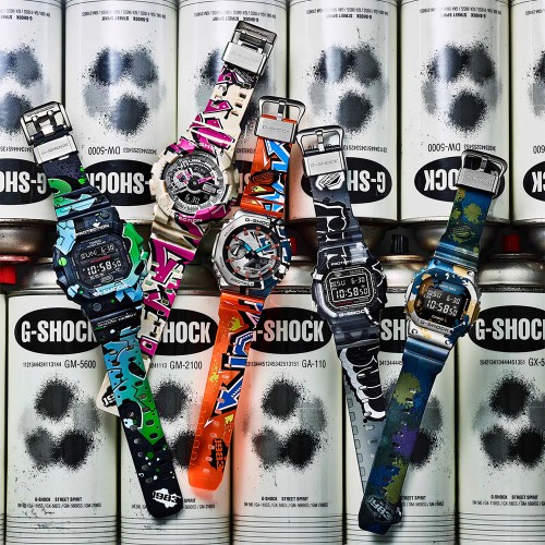 Casio G-Shock Street Spirit Series GM-5600SS-1 Graffiti Multicolored Blue Resin Band Men Sports Watch