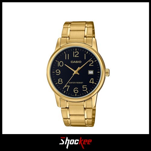 Casio General MTP-V002G-1B Gold Stainless Steel Band Men Watch