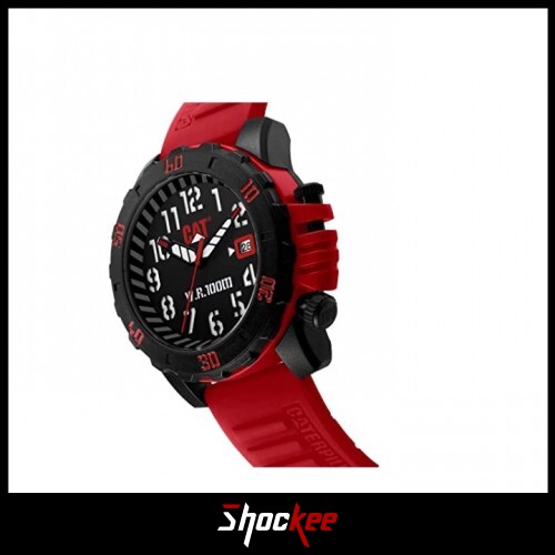 CAT Barricade LK-181-28-118 Black Red Dial Red Silicone Analog Men Watch